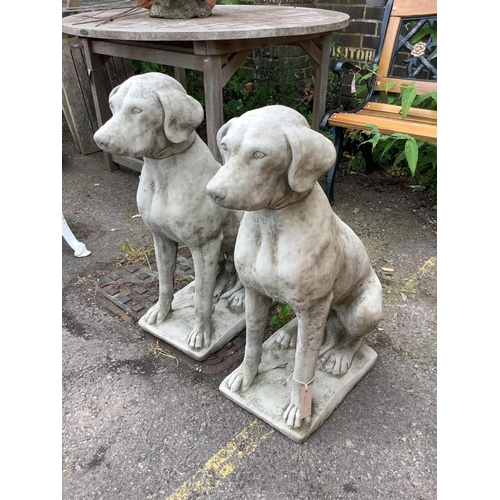 1047 - A pair of reconstituted stone seated hound garden ornaments, height 71cm. Condition - good