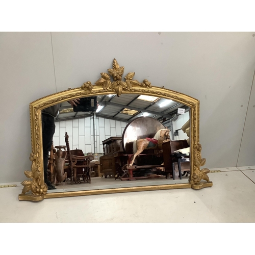 1063 - A Victorian gilt framed overmantel mirror, width 116cm, height 79cm. Condition - fair