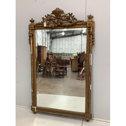 1071 - A Victorian painted gilt overmantel mirror, width 100cm, height 166cm. Condition - poor