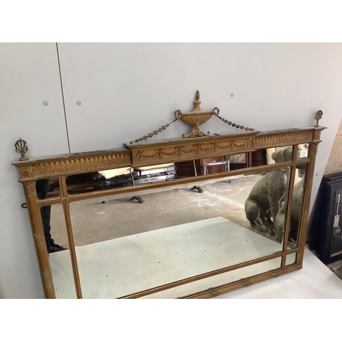 1073 - An Adam design gilt framed overmantel mirror, width 126cm, height 92cm. Condition - fair