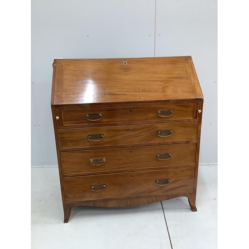 1099 - An Edwardian Georgian style mahogany fall front bureau, width 99cm, depth 52cm, height 114cm. Condit... 