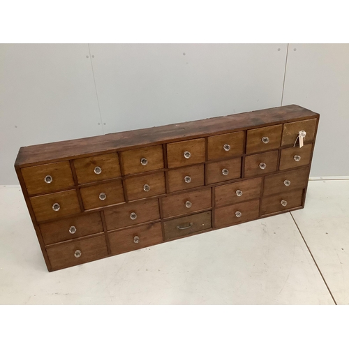 1108 - A Victorian mahogany and pine apothecary chest, width 152cm, depth 22cm, height 61cm.  Condition - f... 