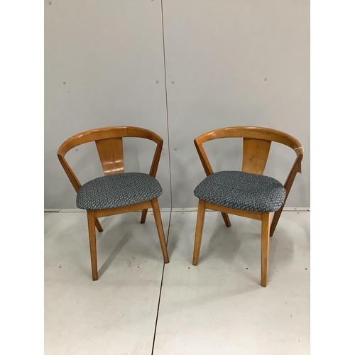 1109 - A pair of mid century Greaves & Thomas Put U Up oak chairs, width 54cm, depth 48cm, height 48cm. C... 