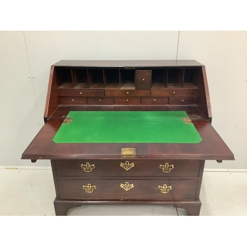 1112 - A George III mahogany bureau, width 102cm, depth 54cm, height 108cm. Condition - fair