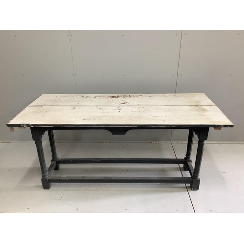 1141 - A Continental painted folding table, width 180cm, depth 39cm, height 78cm. Condition - fair