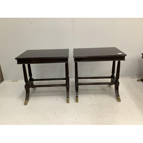 1142 - A pair of Regency style rectangular mahogany occasional tables, width 56cm, depth 42cm, height 58cm,... 