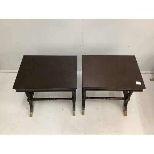 1142 - A pair of Regency style rectangular mahogany occasional tables, width 56cm, depth 42cm, height 58cm,... 