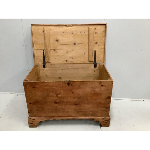 1150 - A Victorian rectangular pine trunk, width 110cm, depth 58cm, height 72cm. Condition - fair