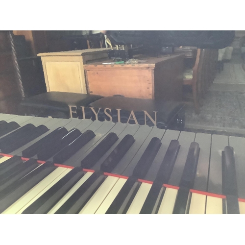 1152 - A modern Elysian ebonised baby grand piano, length 160cm, width 148cm, height 101cm, and a duet stoo... 