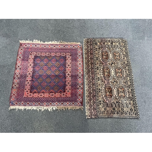 1153 - Two Afghan rugs / saddlebags, larger 104 x 108cm. Condition - fair