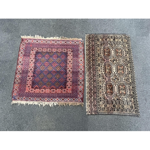 1153 - Two Afghan rugs / saddlebags, larger 104 x 108cm. Condition - fair