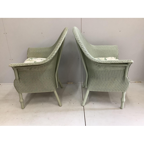 1154 - A pair of modern 'Lusty' Lloyd Loom armchairs with loose cushion seats, width 75cm, depth 60cm, heig... 