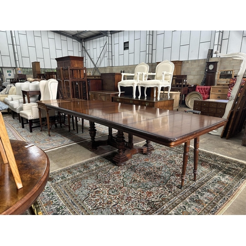 1158 - A reproduction French mahogany extending dining table, length 304cm extended, depth 128cm, height 74... 