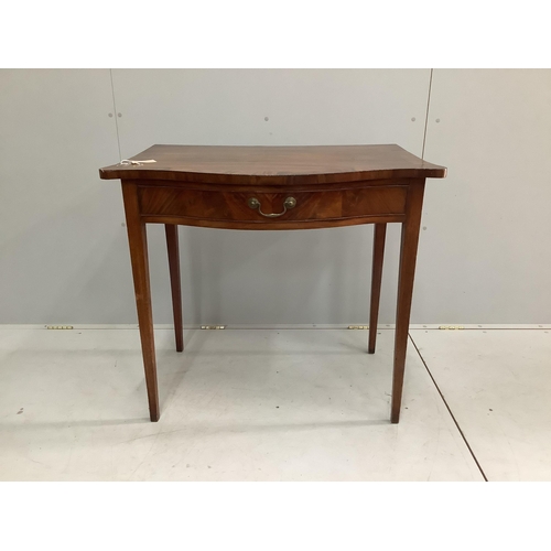 1194 - A George III banded mahogany serpentine serving table, width 91cm, depth 58cm, height 82cm. Conditio... 