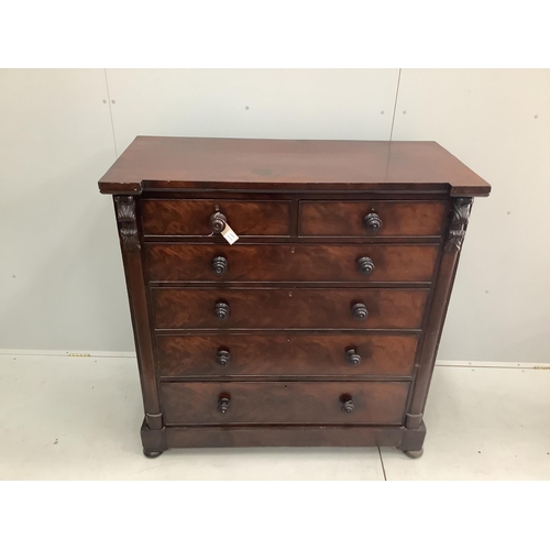 1196 - An early Victorian Scottish mahogany chest of drawers, width 121cm, depth 56cm, height 125cm. Condit... 