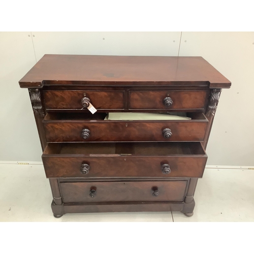 1196 - An early Victorian Scottish mahogany chest of drawers, width 121cm, depth 56cm, height 125cm. Condit... 