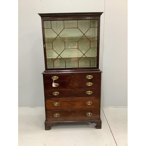 1200 - A George III mahogany secretaire chest, later bookcase top, width 94cm, depth 47cm, height 182cm. Co... 