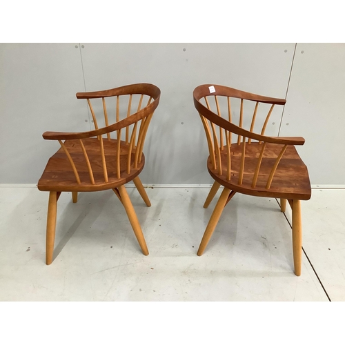 1221 - A pair of Thomas Moser cherrywood 'Newport' armchairs, width 56cm, depth 47cm, height 80cm. Conditio... 