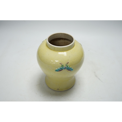 1257 - A Chinese yellow glazed vase and cover, early 20th century, 21cm. Condition - good
