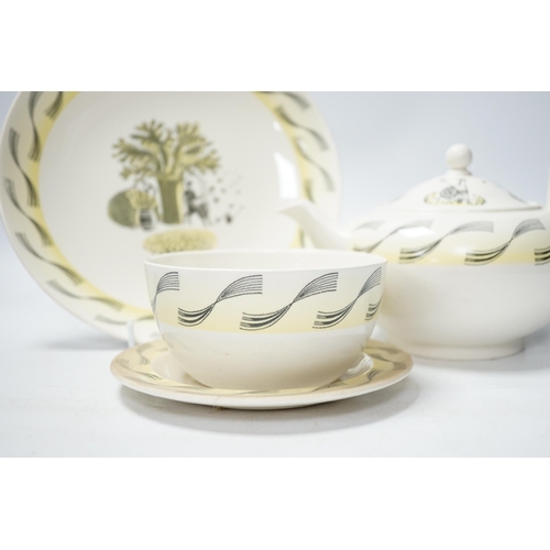 1259 - Eric Ravilious for Wedgwood, a Garden pattern teaset together with two Enoch Wedgewood cups and a di... 