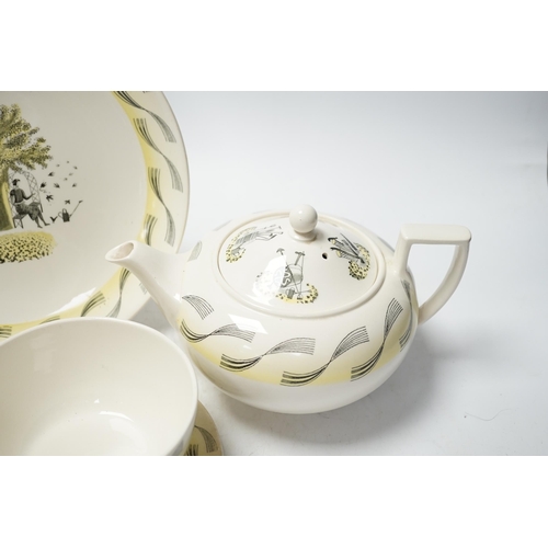 1259 - Eric Ravilious for Wedgwood, a Garden pattern teaset together with two Enoch Wedgewood cups and a di... 