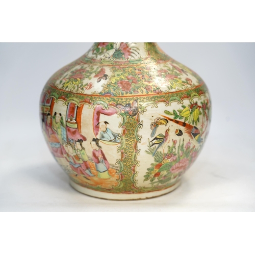 1276 - A Chinese famille rose vase, 39cm high. Condition - fair, some chipping to rim and very grubby... 