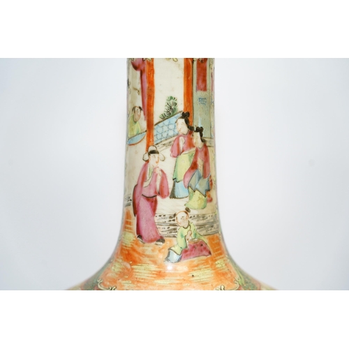 1276 - A Chinese famille rose vase, 39cm high. Condition - fair, some chipping to rim and very grubby... 