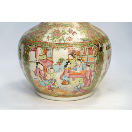 1276 - A Chinese famille rose vase, 39cm high. Condition - fair, some chipping to rim and very grubby... 