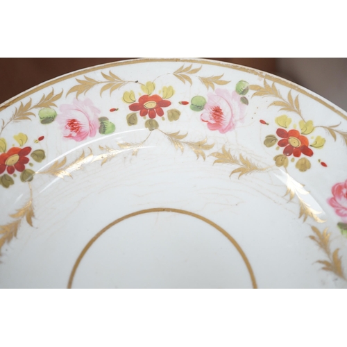 1298 - A sixteen piece Derby porcelain part dessert service, the borders painted with roses. Condition - so... 