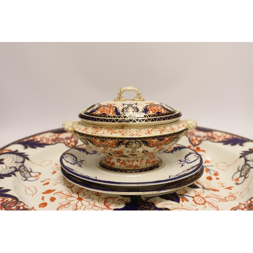 1300 - A Royal Crown Derby Japan pattern meat dish, together with three other, matching (4). Condition - fa... 