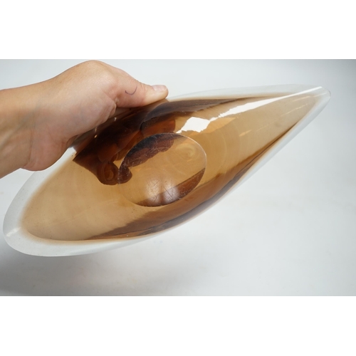 1311 - Kaj Franck for Nuutajarvi Notsjo, an art glass 'willow leaf' bowl, 26.5cm long. Condition - good... 