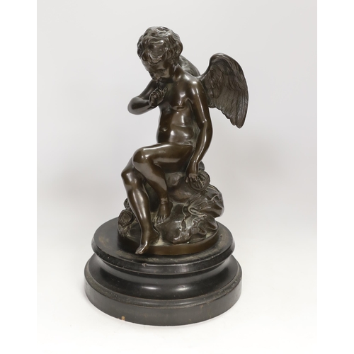 1315 - After Etienne Maurice Falconet (French, 1716-1791), a cast bronze of Cupid, LAmour Menacant, on ha... 