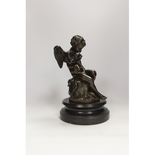 1315 - After Etienne Maurice Falconet (French, 1716-1791), a cast bronze of Cupid, LAmour Menacant, on ha... 