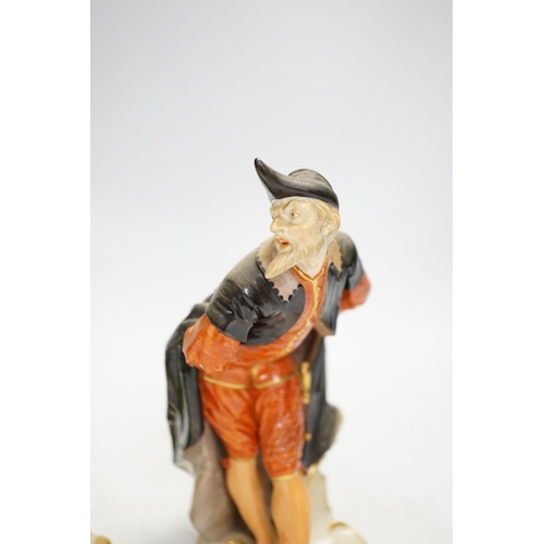 1320 - Two Nymphenburg Commedia dell Arte figures, modelled by Bustelli, tallest 21cm high. Condition - los... 