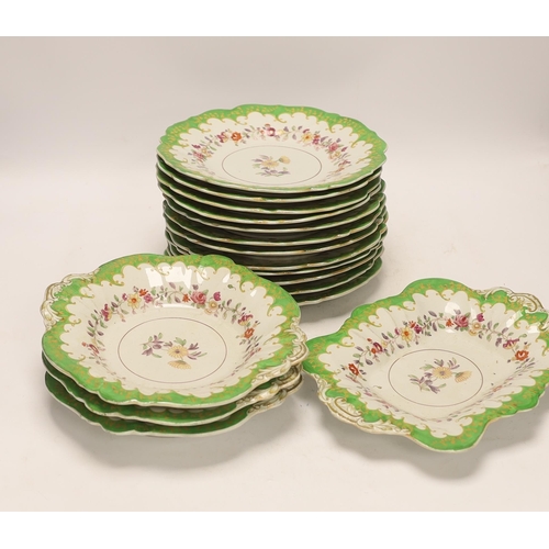 1326 - A 19th century Masons Ironstone thirteen piece dessert service. Condition - some repairs, half in po... 