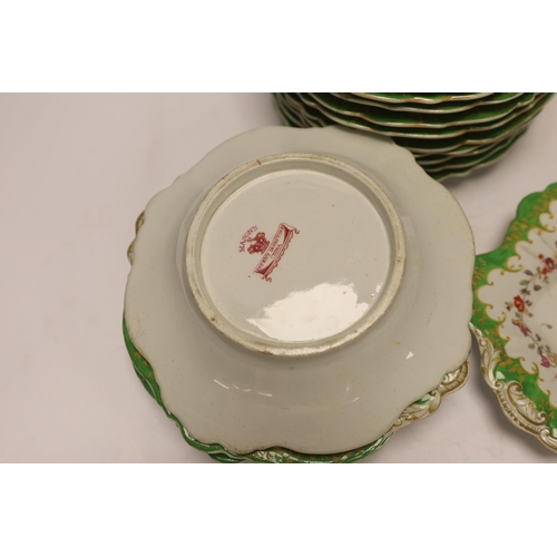 1326 - A 19th century Masons Ironstone thirteen piece dessert service. Condition - some repairs, half in po... 