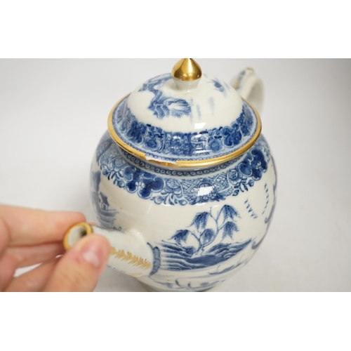 1329 - A Chinese blue and white teapot and cover, a prunus dish and an Imari patterned dish, all 18th centu... 