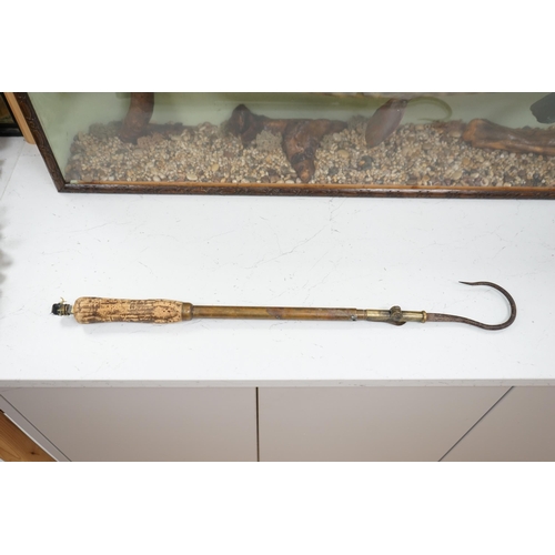 1339 - A 19th century folding and extending salmon gaff with cork grip, 58.5cm long. Condition - cork handl... 