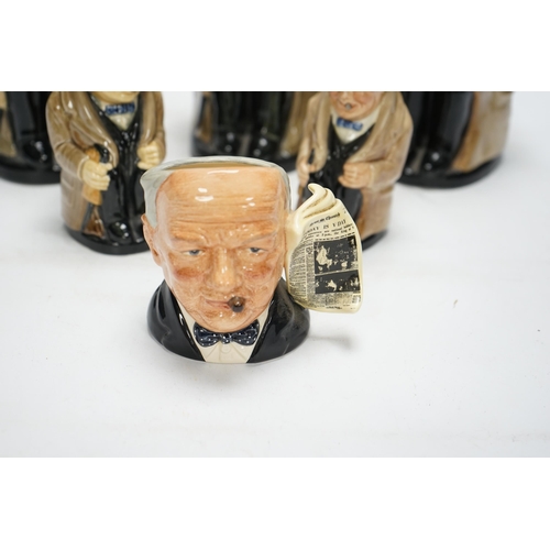 1348 - A group of six Doulton Winston Churchill character jugs, largest 23cm high. Condition - good, some c... 