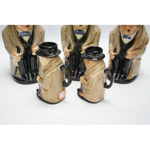 1348 - A group of six Doulton Winston Churchill character jugs, largest 23cm high. Condition - good, some c... 