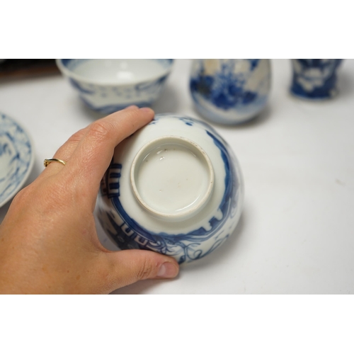 1362 - Chinese ceramics to include blue and white bowls and vases, largest 15cm wide. Condition - poor to f... 