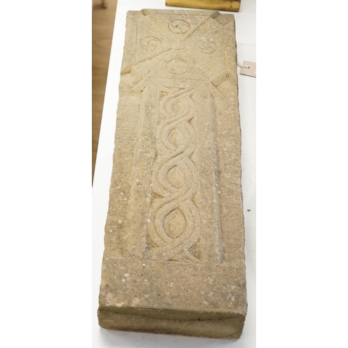 1383 - A carved stone Celtic cross, 56 x 18cm. Condition - good