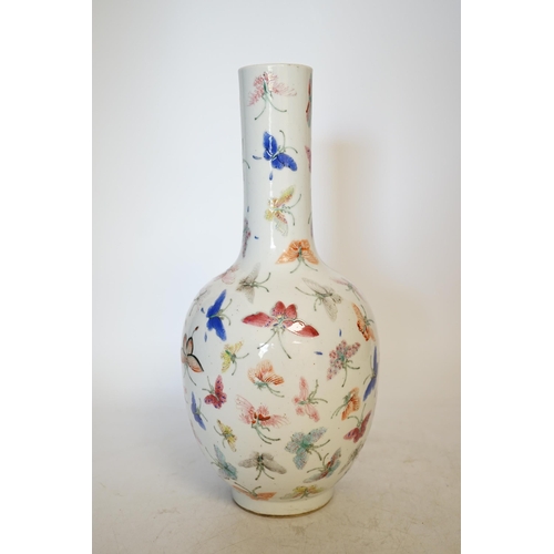 1394 - A Chinese famille rose butterflies vase, 29cm high. Condition - good