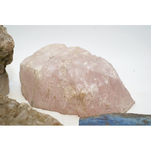 1430 - Assorted geodes including rose quartz and lapis lazuli, largest 15.5cm. Condition - fair