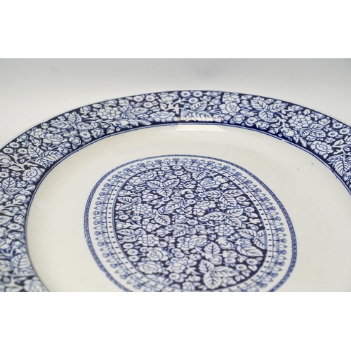 1437 - Brown, Westhead and Moore, a large Victorian blue and white meat dish, 55cm. Condition - good