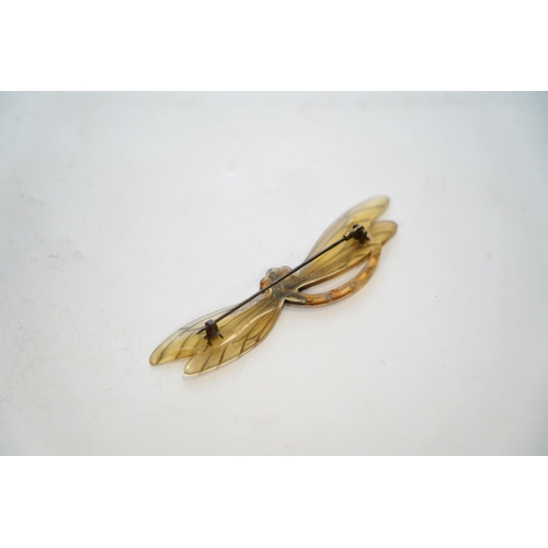 1949 - A French Flaman horn butterfly brooch, 89mm. Condition - fair