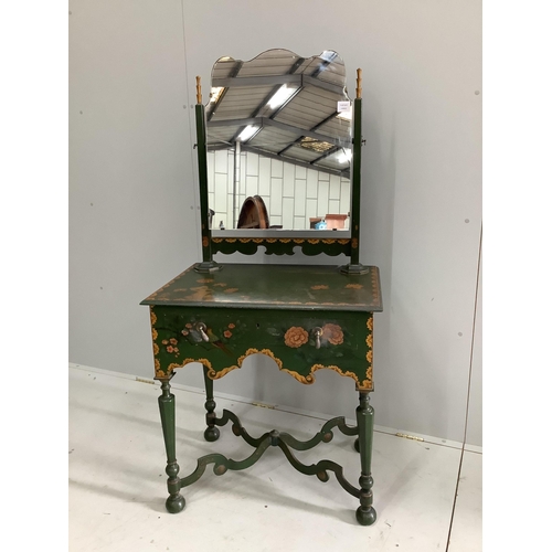 1 - An 18th century style chinoiserie painted dressing table, width 71cm, depth 48cm, height 148cm. Cond... 