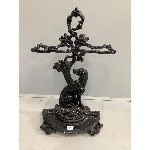 117 - A Victorian cast iron stick stand, width 42cm, height 72cm. Condition - fair