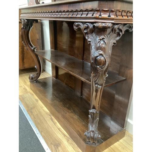 144 - An early Victorian rosewood chiffonier, possibly Irish, width 122cm, depth 40cm, height 180cm. Condi... 