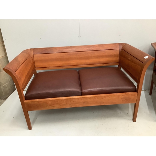 25 - A pair of Thomas Moser cherrywood Sofia two-place sofas, width 145cm, depth 76cm, height 80cm. Con... 